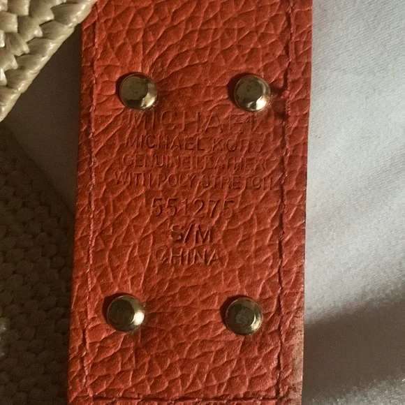 MICHAEL KORS - Straw leather ring belt Orange, S/M - Picture 4 of 9